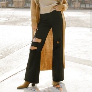 Vibrant M.I.U knee ripped wide leg jeans